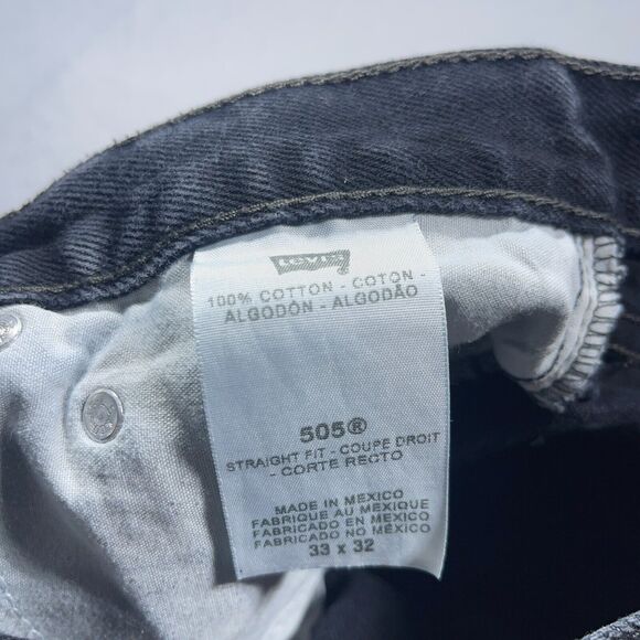 VTG Levi's 505 Jeans Men 32x30 Black Dark Wash‎ Denim Straight Leg Tag 33x32 - Picture 8 of 12